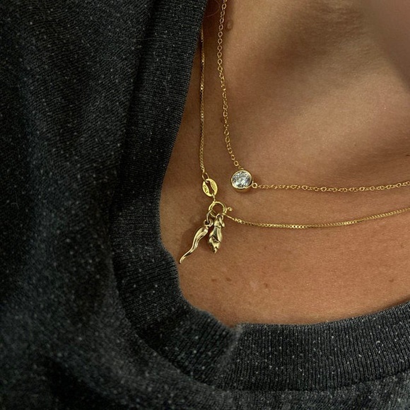 Dainty 14k Gold Solo CZ Diamond Necklace - Picture 3 of 7